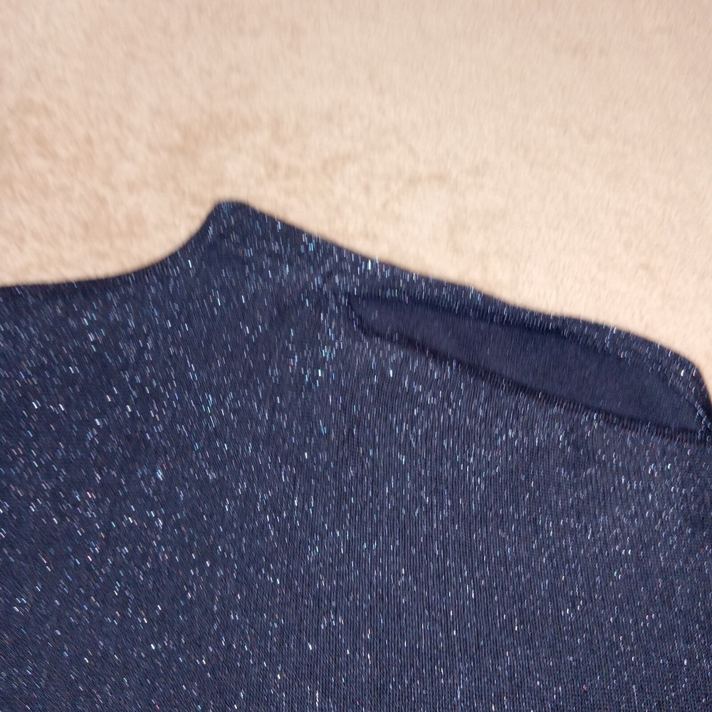 Soft Surroundings Tunic Round Neck Glitter‎ Style Top Navy Blue Medium - Picture 8 of 11